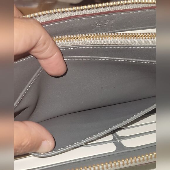 Loewe Monogram Zip Round Long Wallet Gray Marron in EUC with Dustbag Vintage - Picture 9 of 13